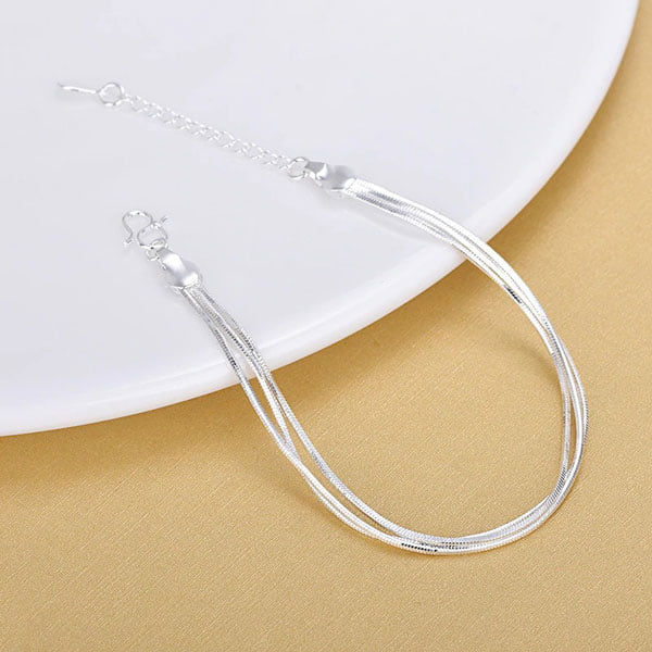 Europe and America Sell Well 925 Sterling Silver Triple Layer Snake Chain Bracelet For Women Fashion Jewelry 2020 Gifts