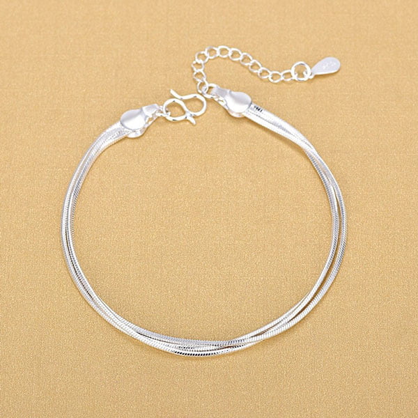 Europe and America Sell Well 925 Sterling Silver Triple Layer Snake Chain Bracelet For Women Fashion Jewelry 2020 Gifts