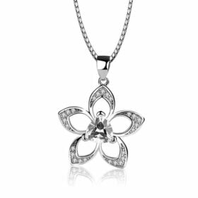 Flower Design 925 Sterling Silver Necklace Crystal Collar Bone Choker