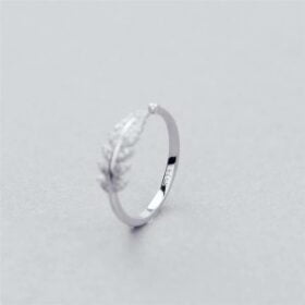 Genuine Leaf Adjustable Ring 925 Sterling Silver