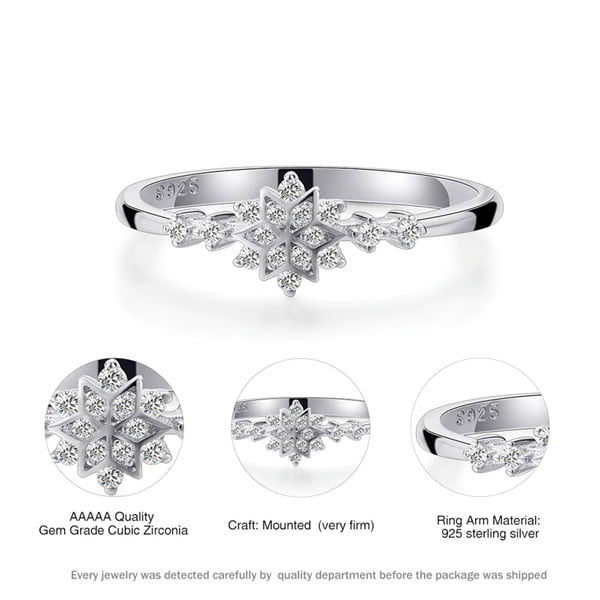  Genuine Snowflake Ring 925 Sterling Silver Ring