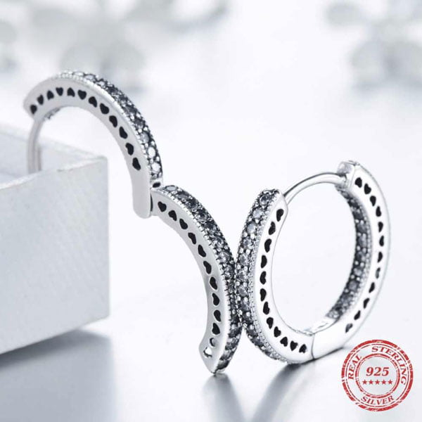 Genuine Sparkle & Hearts Pandora 925 Sterling Silver Earring
