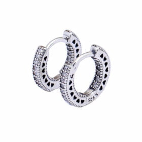Genuine Sparkle & Hearts Pandora 925 Sterling Silver Earring