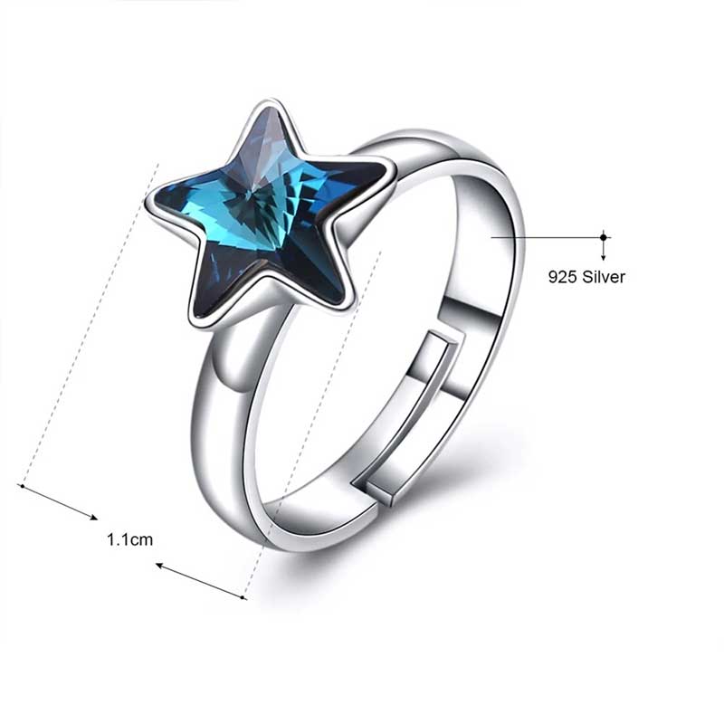 Genuine Star Adjustable Ring 925 Sterling Silver