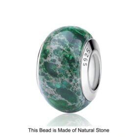 Green Murano Natural Stone Charms 925 Sterling Silver
