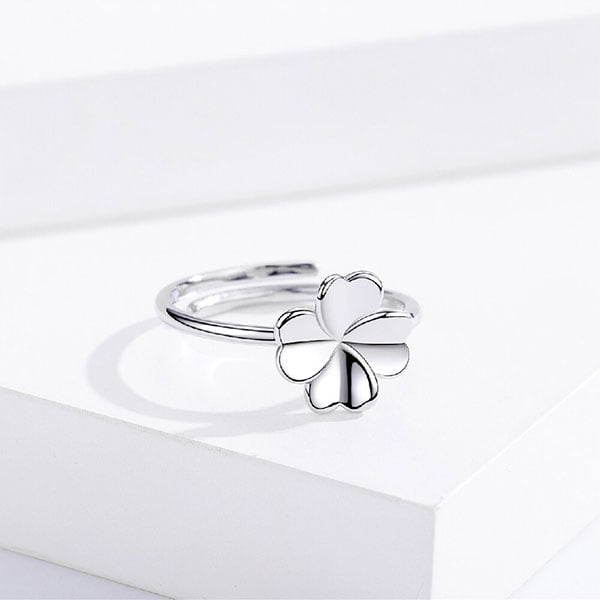 Lucky 4 Leaf Clover 925 Sterling Silver Adjustable Rings