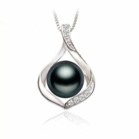 Natural Freshwater Black Pearl Necklace Chain 925 Sterling Silver