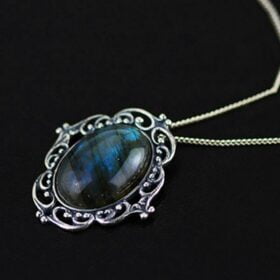 Natural Labradorite Handmade Vintage Pendant 925 Sterling Silver Jewelry