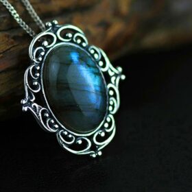 Natural Labradorite Handmade Vintage Pendant 925 Sterling Silver Jewelry