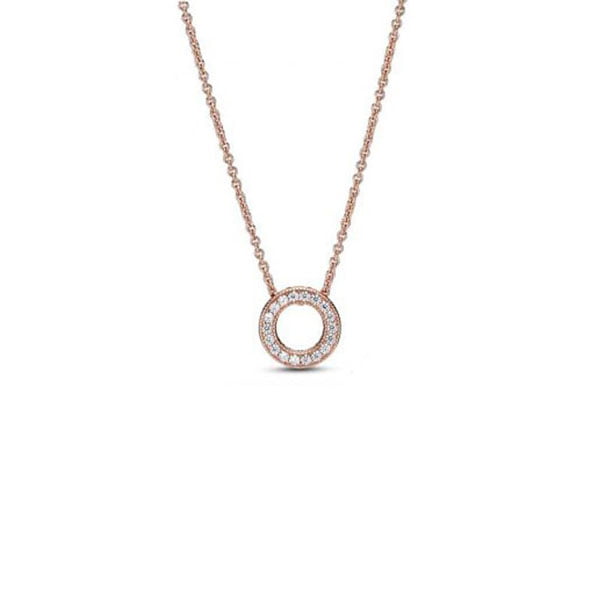 Pave Circle Heart Necklace Crystal Necklaces Fashion Pendant 925 Sterling Silver Pink