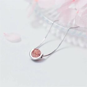 Pink Crystal Necklace 925 Sterling Silver