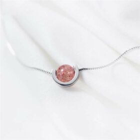 Pink Crystal Necklace 925 Sterling Silver