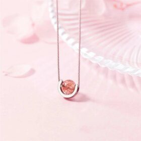 Pink Crystal Necklace 925 Sterling Silver