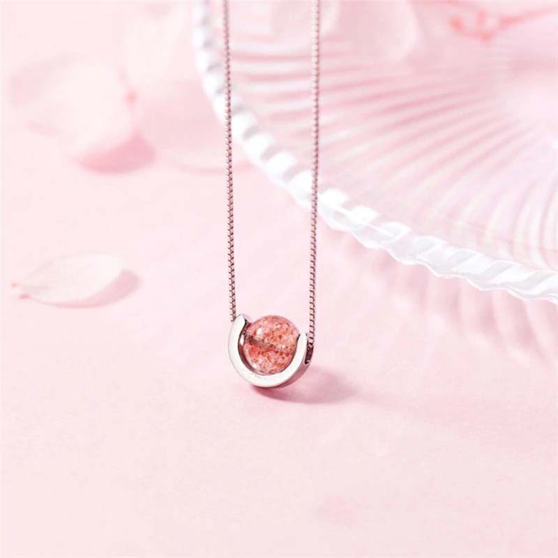 Pink Crystal Necklace 925 Sterling Silver