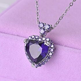 Purple Topaz Amethyst Pendant 925 Silver Chain Necklace
