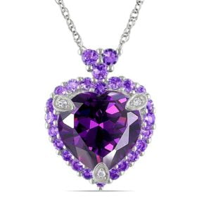 Purple Topaz Amethyst Pendant 925 Silver Chain Necklace