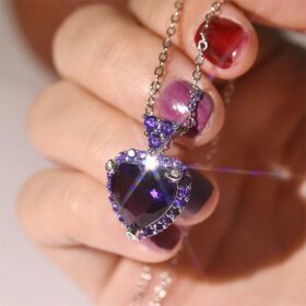 Purple Topaz Amethyst Pendant 925 Silver Chain Necklace