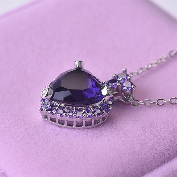 Purple Topaz Amethyst Pendant 925 Silver Chain Necklace