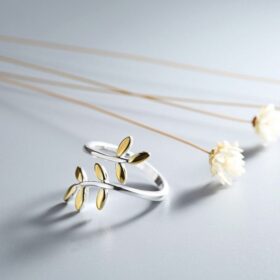 Resizable Olive Leaf Ring Real 925 Sterling Silver