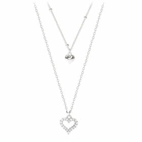 Romantic Double Heart Shaped 925 Sterling Silver Necklace