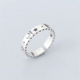 Shiny Moon Stars Adjustable Ring 925 Sterling Silver