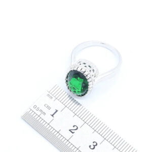 Triple Jewelry Set Round Created Emerald Earrings,Necklace & Rings 925 Sterling Silver