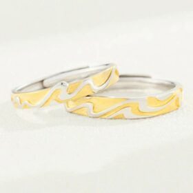 Yellow Wavy Adjustable Ring 925 Sterling Silver