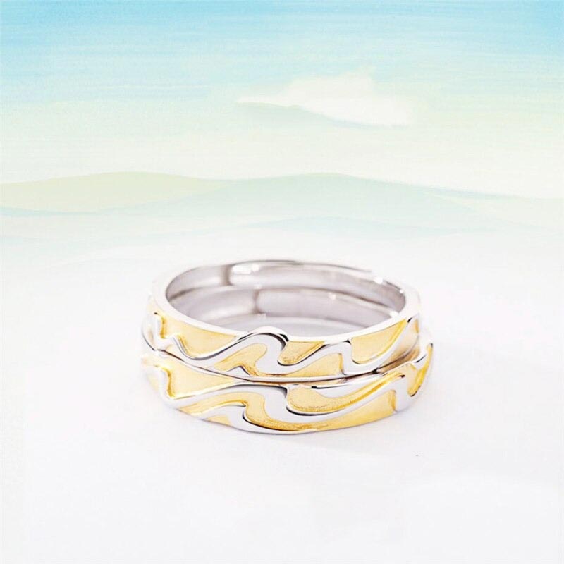 Yellow Wavy Adjustable Ring 925 Sterling Silver