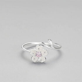 Zircon Jewel Blossom Adjustable Ring 925 Sterling Silver