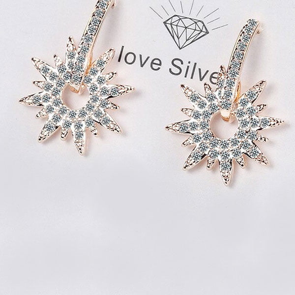 Zircon Sunflower Stud Earrings 925 Sterling Silver 5 Zircon Sunflower Stud Earrings 925 Sterling Silver